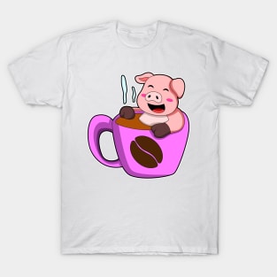 Pig with Cup of Coffee T-Shirt